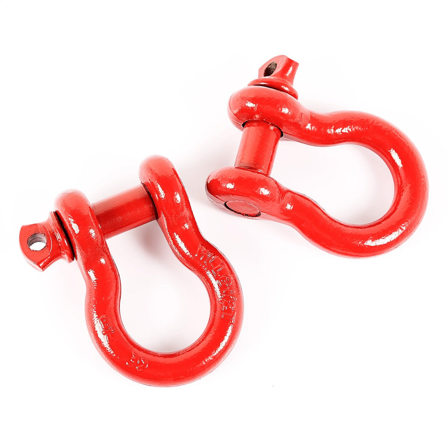 D-Ring Shackle Kit, Rugged Ridge, 7/8 inch, Red, Steel, Pair | 11235.13