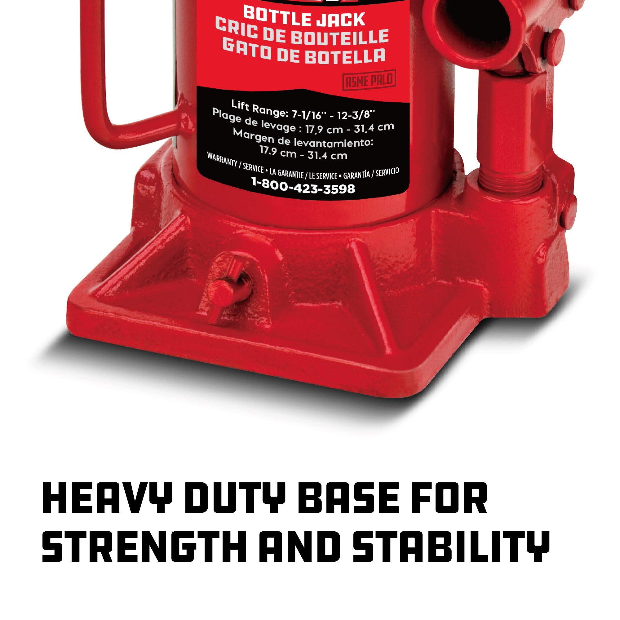 Powerbuilt 12-Ton Heavy Duty Bottle Jack, 24000-Pound Capacity Hydraulic Car Lift, Vehicles, Trucks, Red 647502