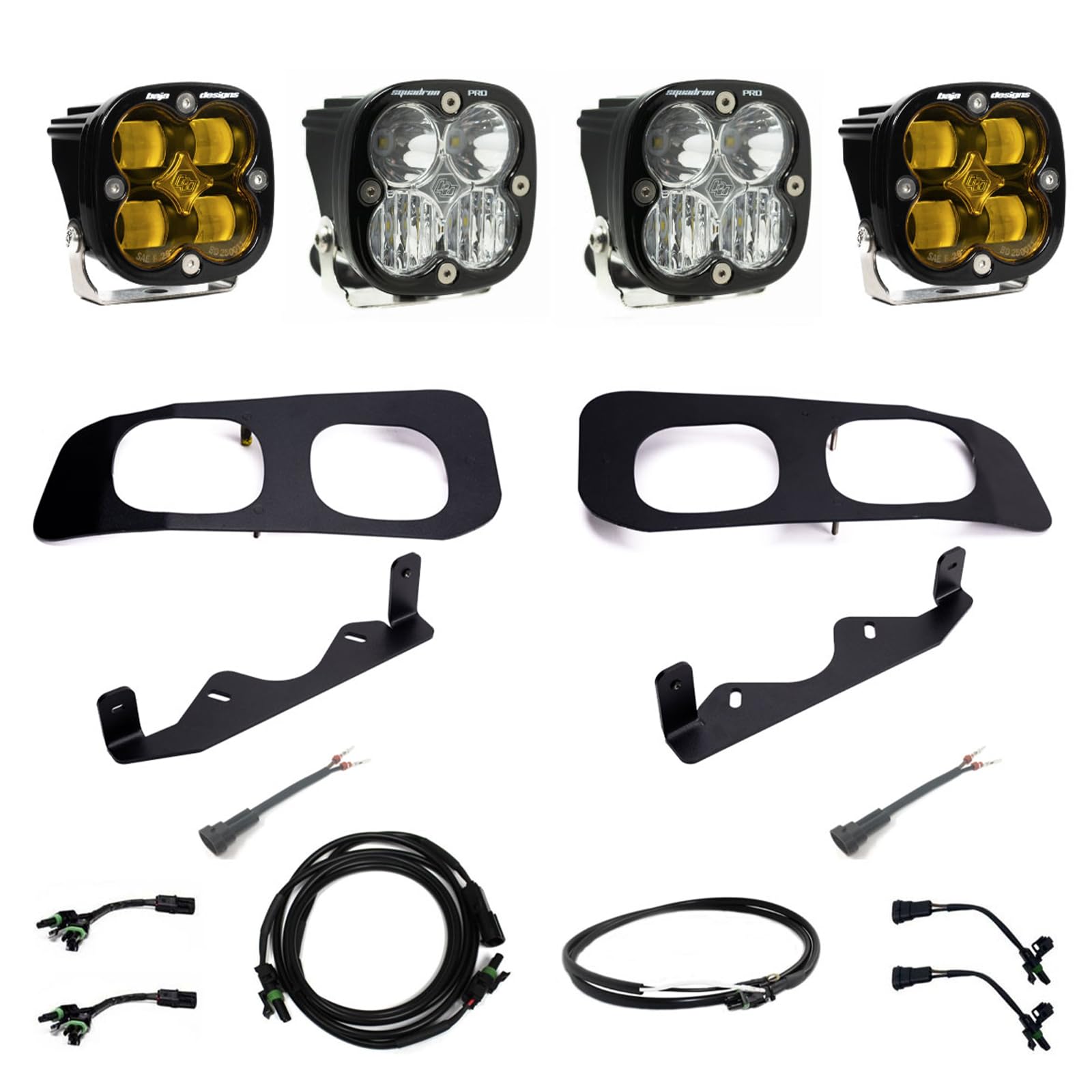 Baja Designs Fog Pocket Light Kit Dual Squadron Pro SAE for Ford Super Duty Truck 23-On with Upfitter Harness Amber