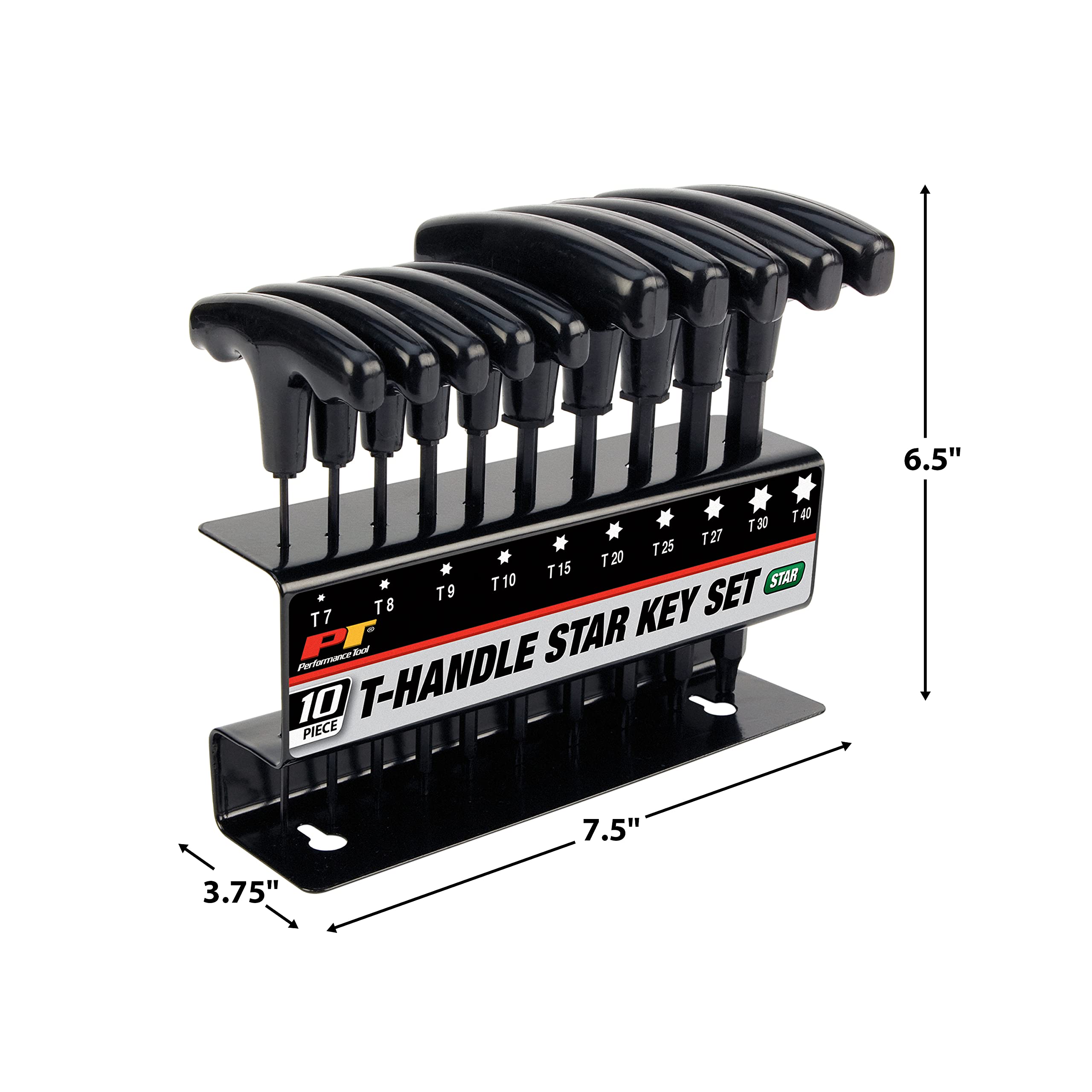 10-Piece Performance Tool Star T-Handle Allen Wrench Set, Long Arm Hex Key Wrench Set