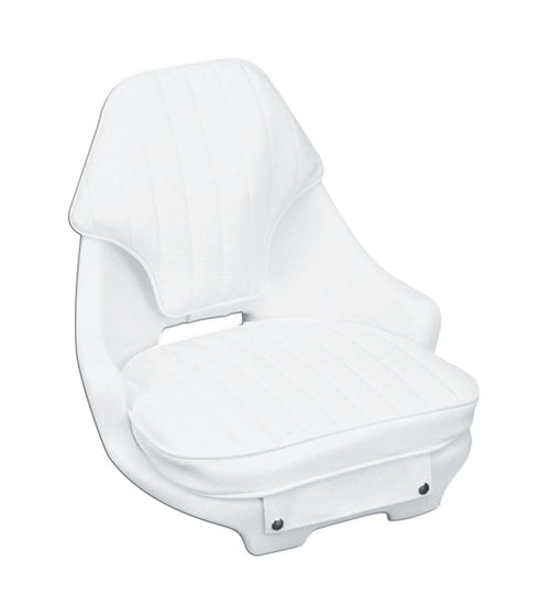 Heavy Duty Moeller Narrow Boat Helm Seat, Cushion, and Mounting Plate Set (24.5" x 19.5" x 17", White)
