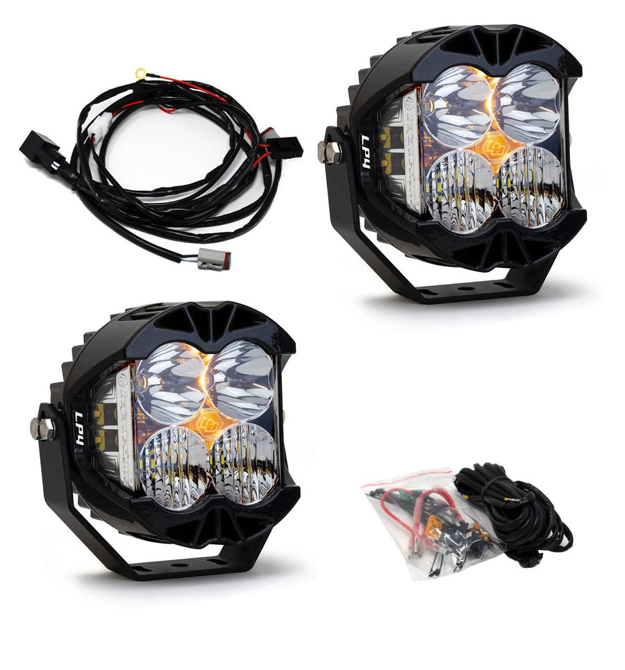 Baja Designs LED Bumper Light Kit LP4 Pro for Jeep Gladiator 2020-22, Wrangler JL 2018-22 with OEM Rubicon Steel Bumper (Toggle Switch Wiring Harness)