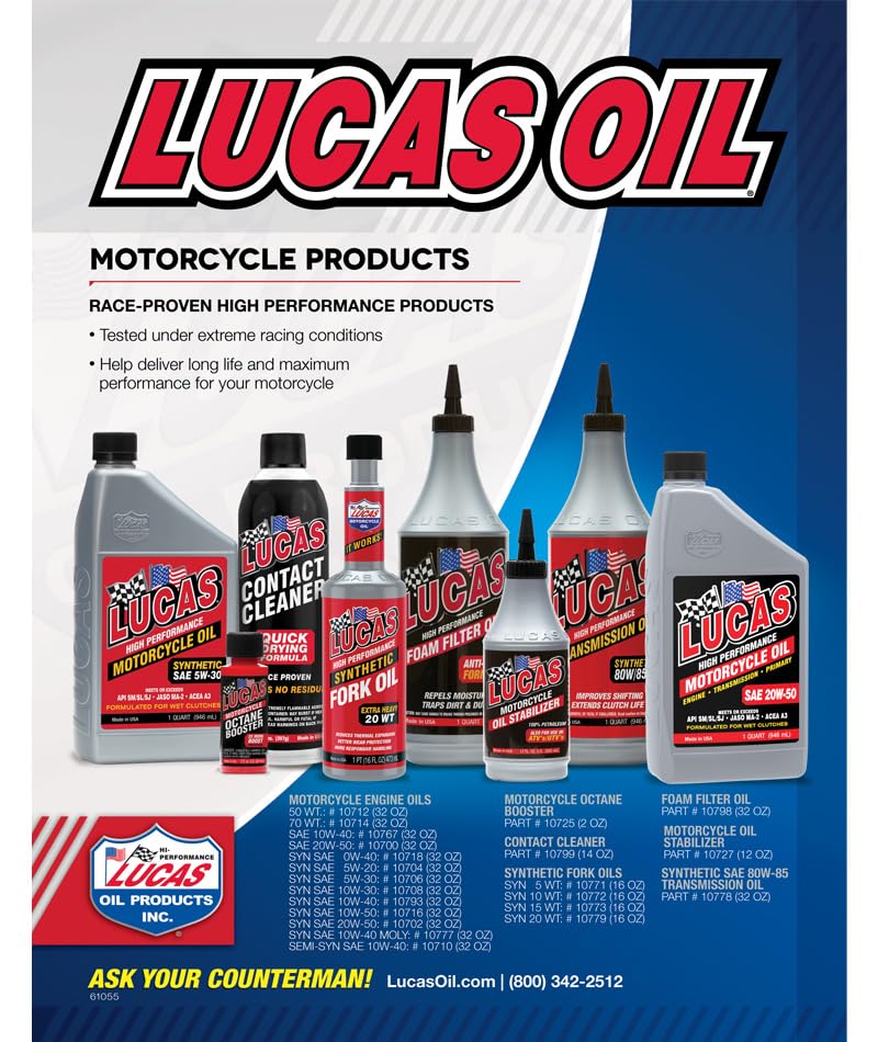 High Performance Lucas Oil SAE 10W-40 Motorcycle Oil - 1 Quart
