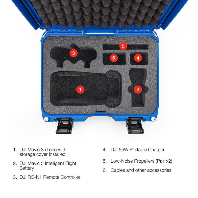 Waterproof Hard Case Nanuk 915 with Foam Insert for DJI Mavic 3 & Mavic 3 Classic - Blue
