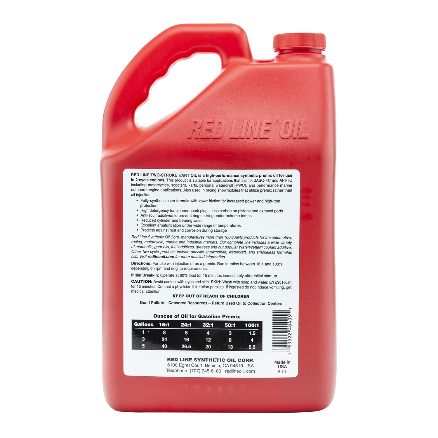 Synthetic Two Stroke Red Line Kart Oil - 1 Gallon