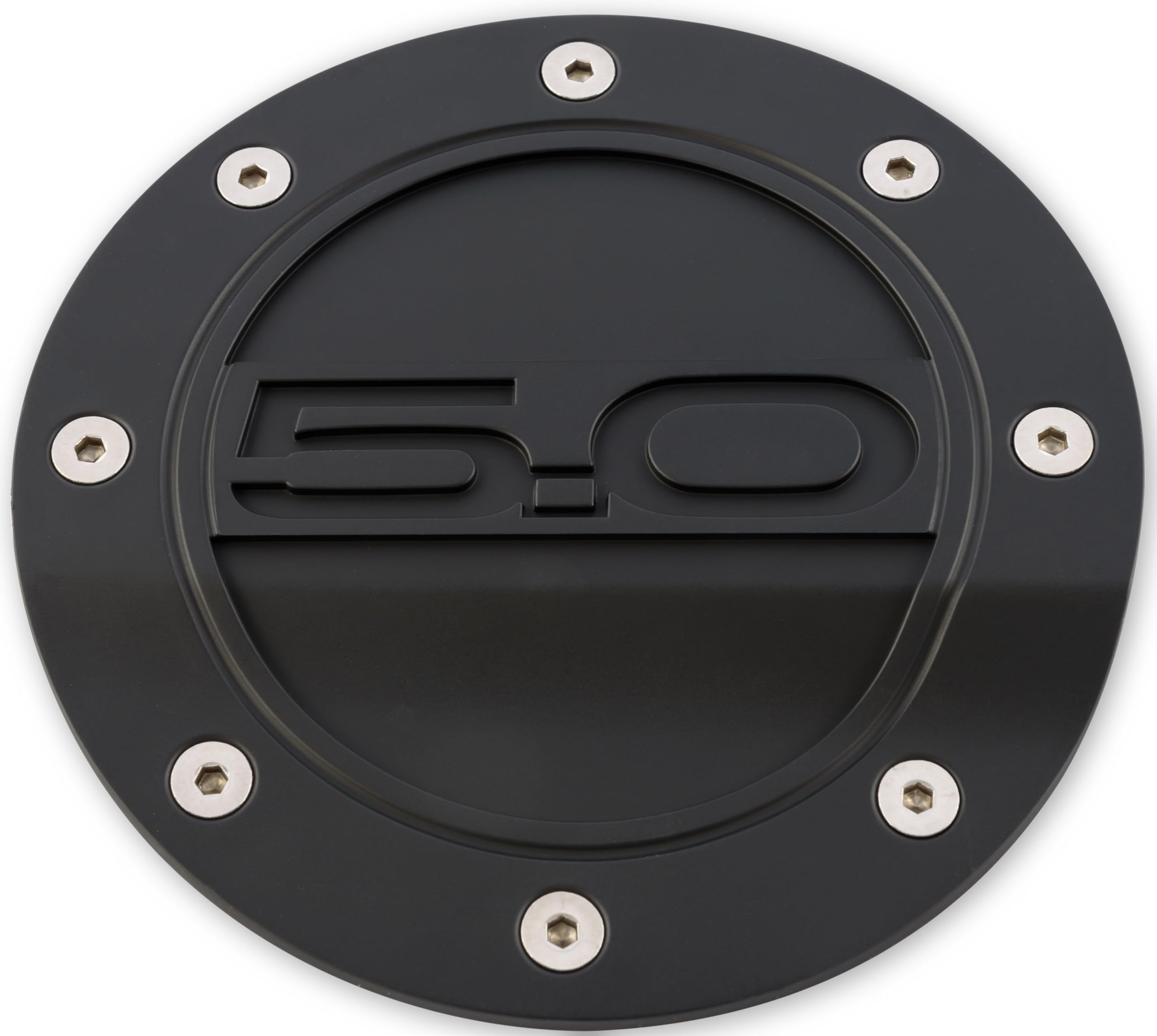 Drake Muscle Cars Fuel Door Comp Series with '5.0' Lettering in Satin Black Finish Compatible with 2015-2021 Ford Mustang, Model FR3Z-6640526-5A