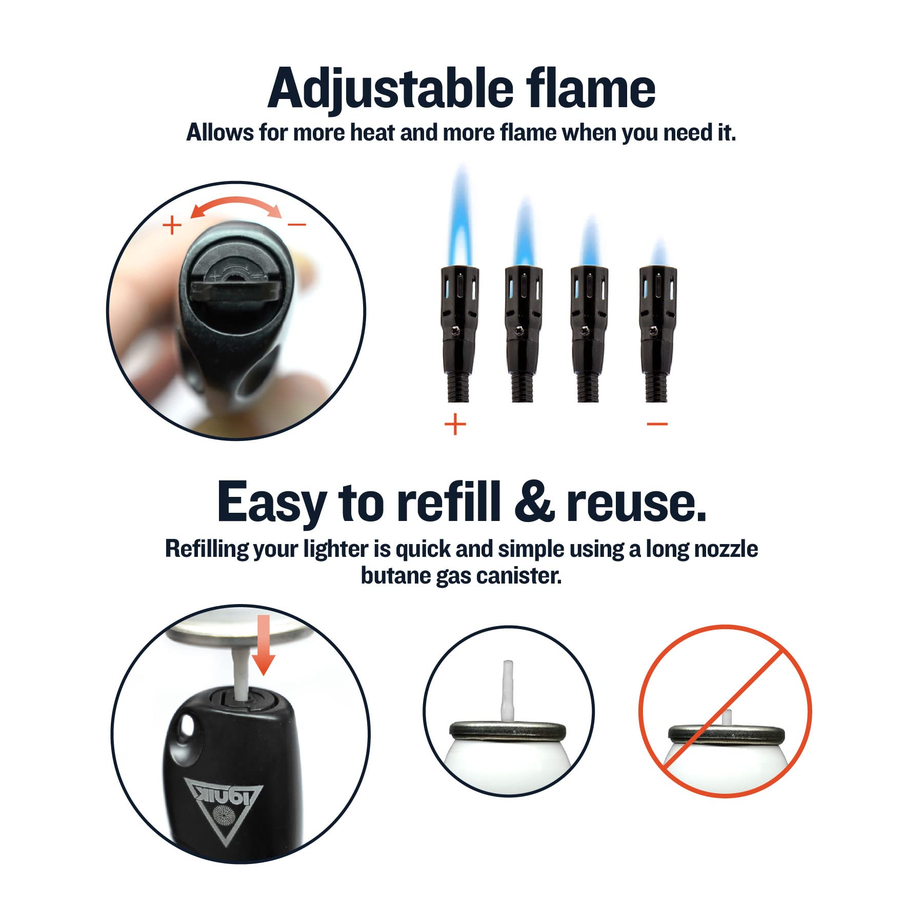 Butane Refillable Ignik Windproof Aluminum Lighter