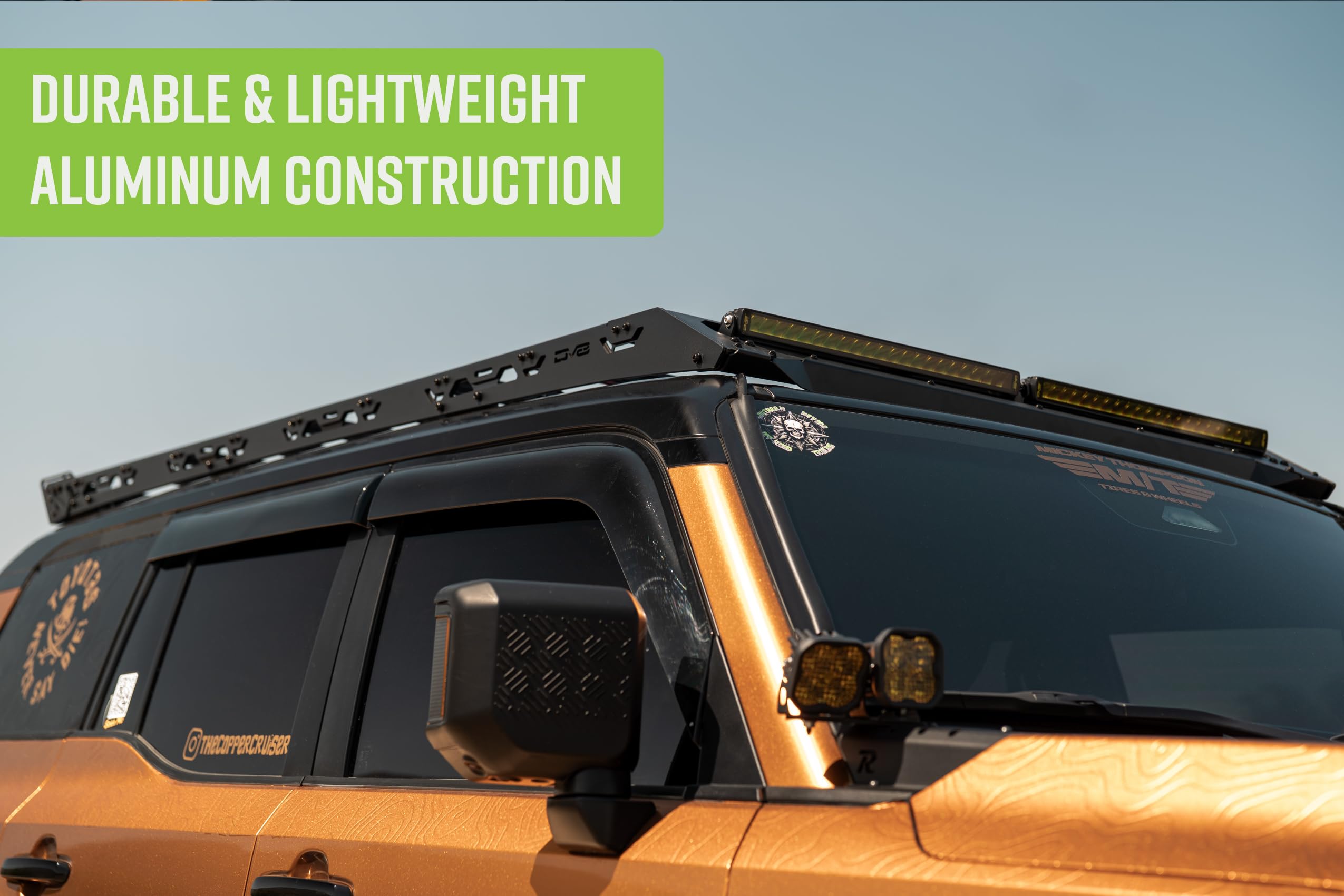 DV8 Offroad Front Light Mount for Roof Rack for 2024-2025 Toyota Land Cruiser 250 Series & Lexus GX 550 | Runs (2) 20” Light Bars, (1) 40” Light Bar, or (10) 3” Pod Lights | Low-Profile Design