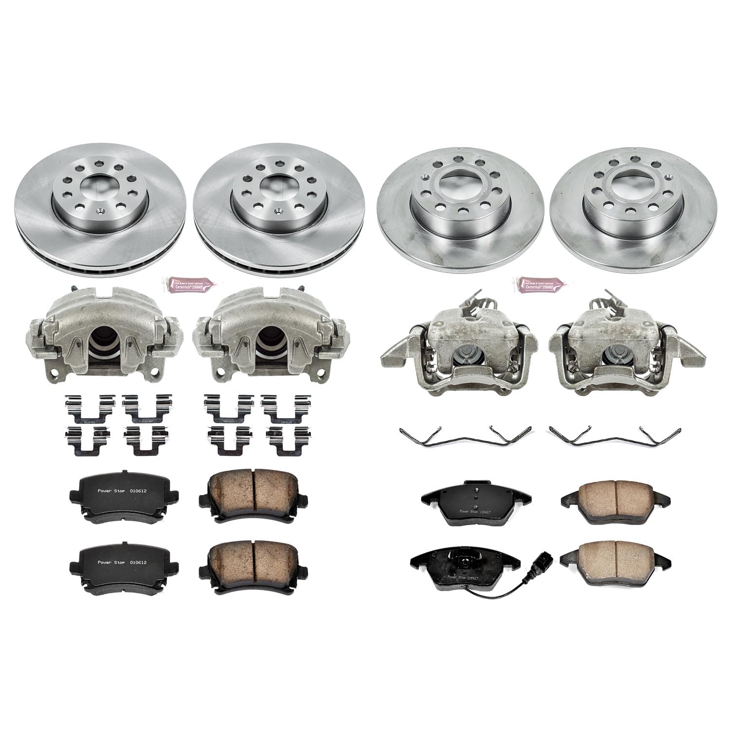 Power Stop KCOE4068A 1-Click Autospecialty OE Replacement Brake Kit with Calipers For Volkswagen Jetta 2005-2010, Volkswagen Rabbit 2006-2009 [Model Specific]
