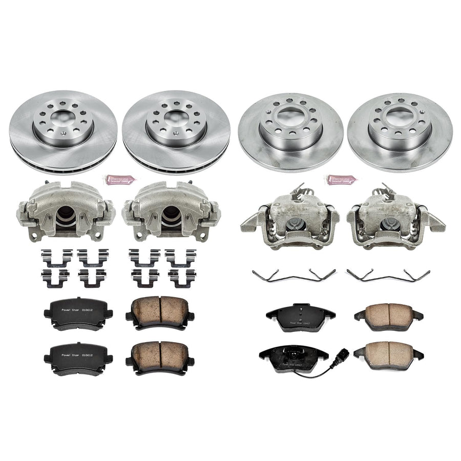 Power Stop KCOE4068A 1-Click Autospecialty OE Replacement Brake Kit with Calipers For Volkswagen Jetta 2005-2010, Volkswagen Rabbit 2006-2009 [Model Specific]