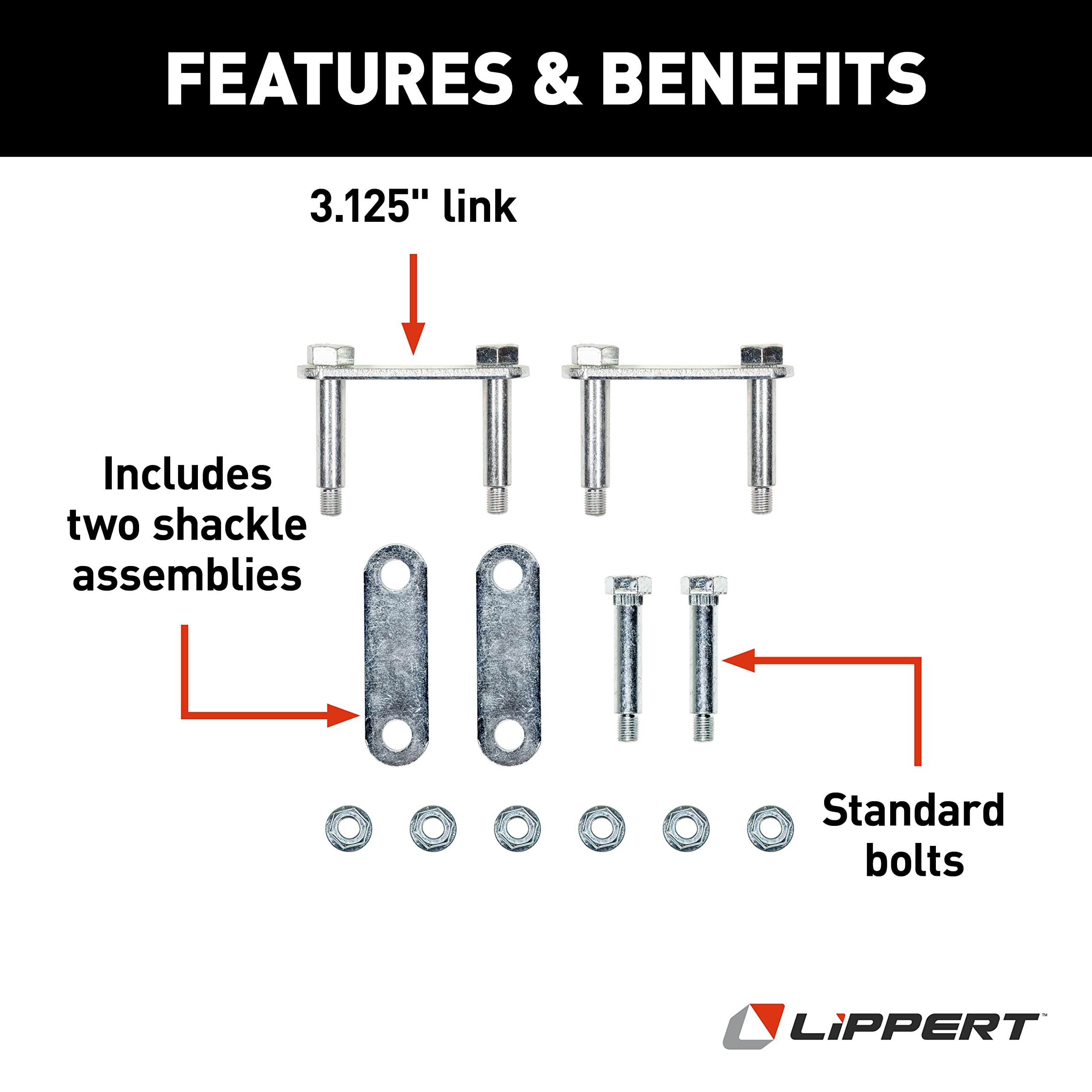 Suspension Kit Lippert Trailer Axle Attaching Parts for 2,000-7,000-lb. Double-Eye Single Axles - No Equalizer - 121101