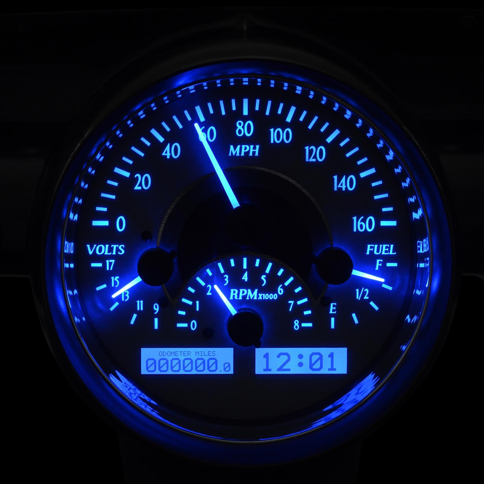 Dakota Digital VHX-57C-S-B 57 Chevy Car Analog Dash Gauges System Silver Alloy Blue