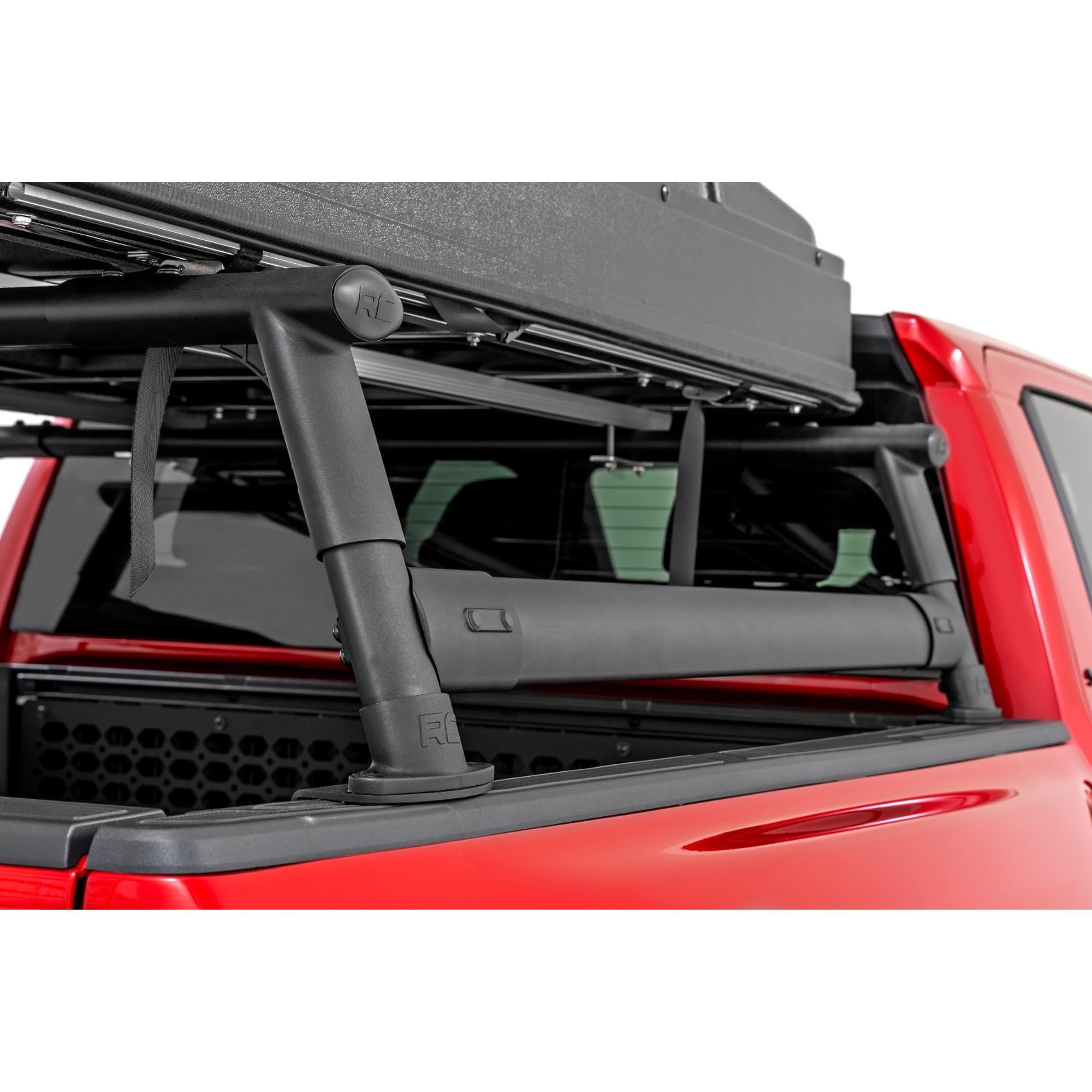 Rough Country Half-Height Bed Rack for Tacoma Toyota (2024-2025) - Modular Aluminum Truck Rack for Bikes, Tools, Camping & Recovery Gear