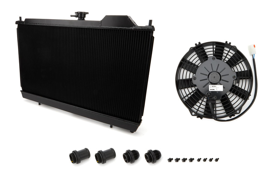 7075 CSF Radiator (Mitsubishi Eva 7/8/9 - Full Size Slim W/ 12-Inch Spal Fan & Shroud/Adjustable -16 Or Slip-On Fittings), 1 Pack