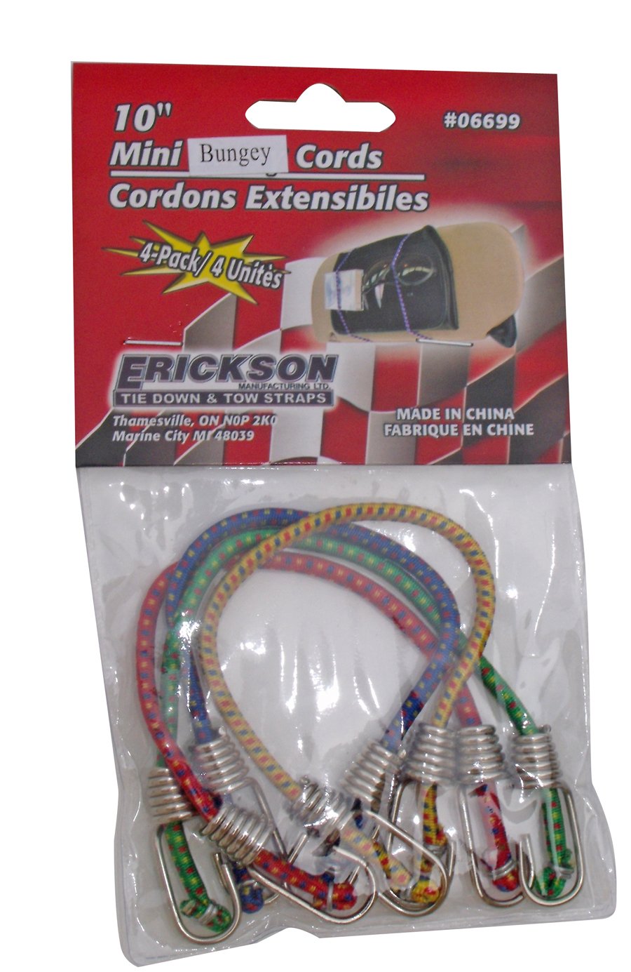 4 mm x 10" Mini Bungey Cord Erickson, (Pack of 4)