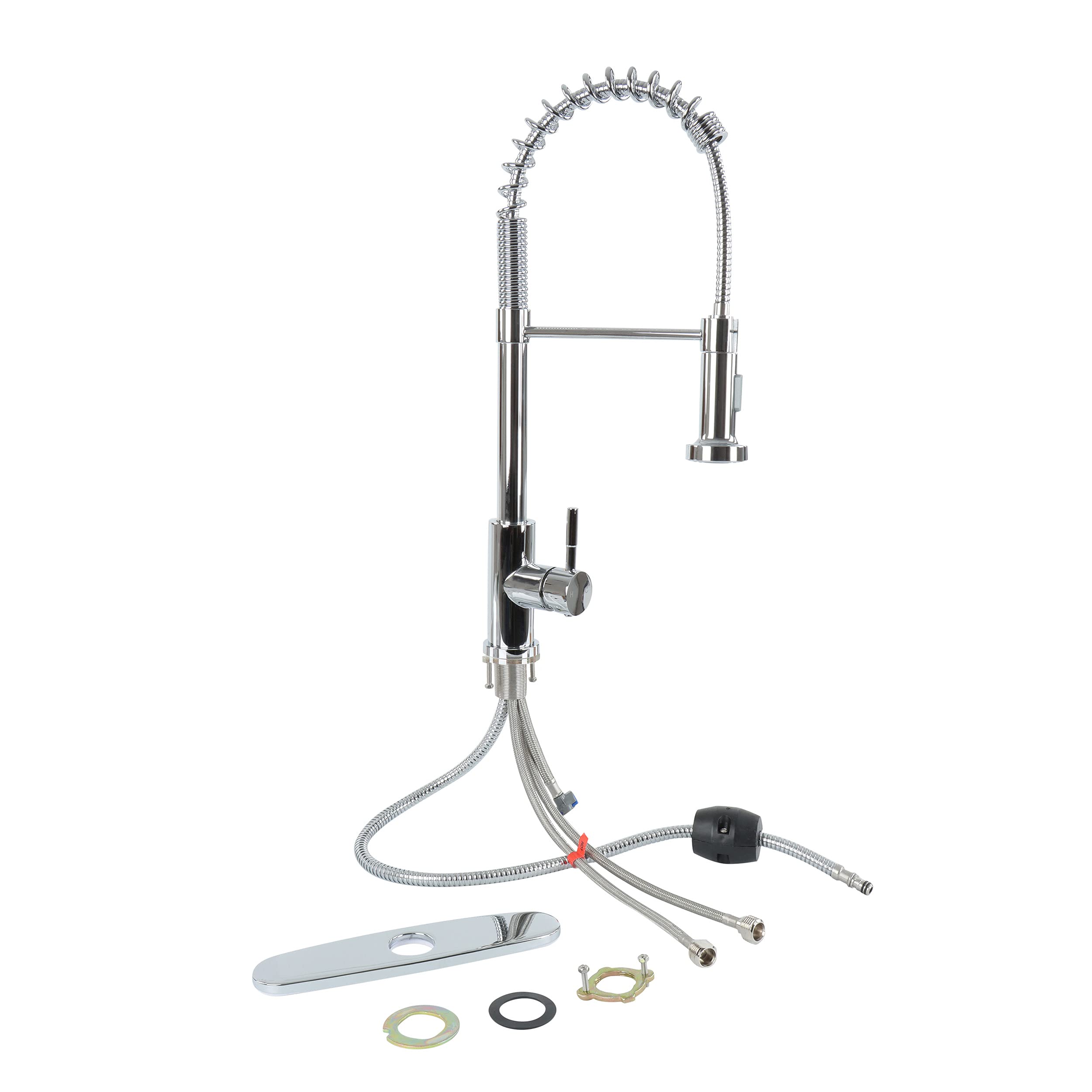 Pull Down Kitchen Faucet Empire with Sprayer - Chrome Kitchen Sink Faucet with Optional Hole Covering Deck Plate