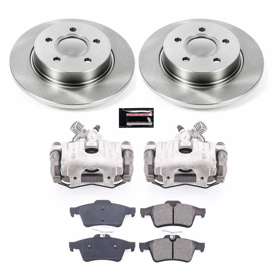 Power Stop KCOE5975 Replacement Autospeciality Rear Caliper Kit- OE Rotors, Ceramic Brake Pads, Calipers For Ford Focus 2012-2018 [Model Specific]