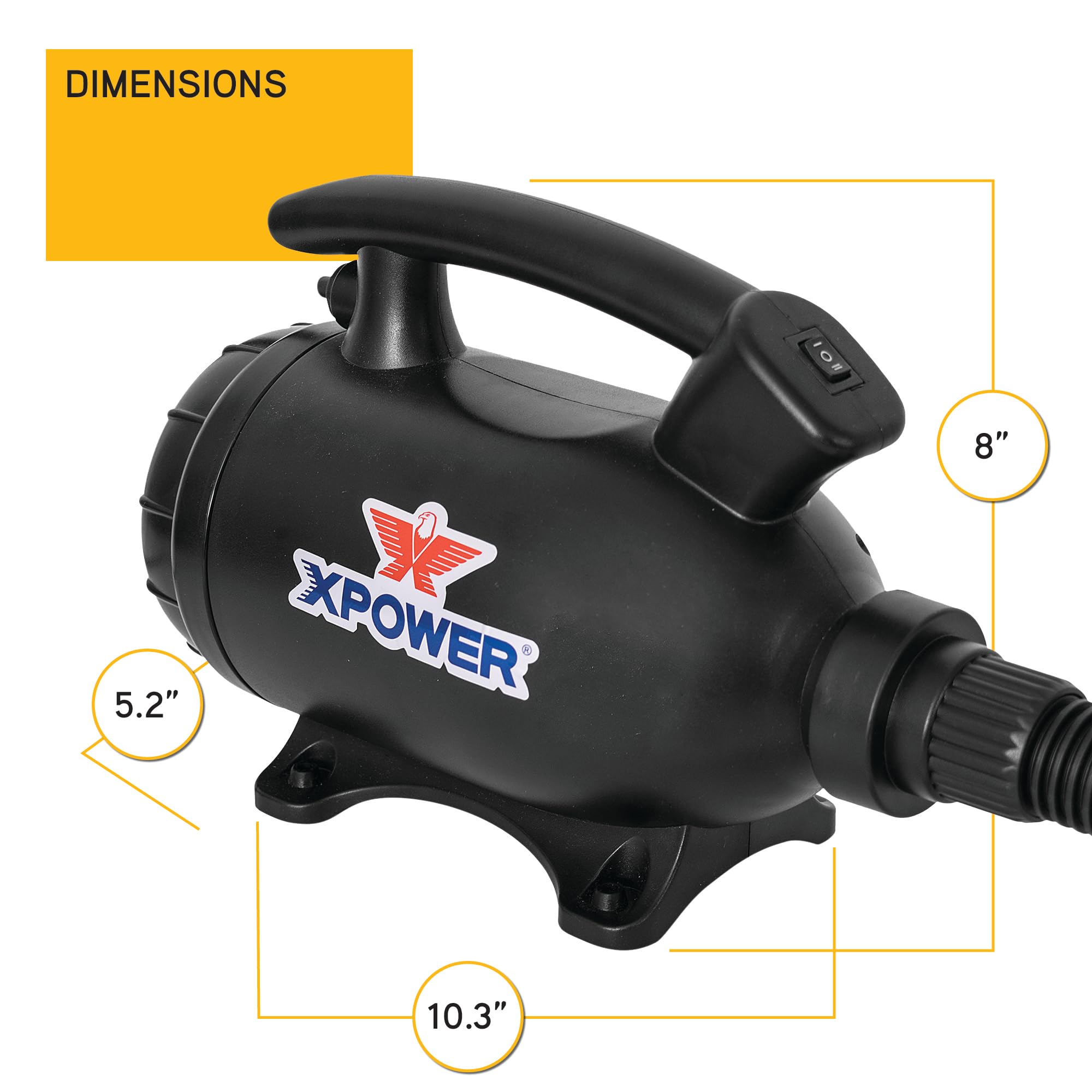 A-5 XPOWER Electric Air Duster for Dusting, Drying, Inflating, Blowing, Vacuuming, Car Detailing, Computer, Leaf Blowing, 100 CFM, 5 Nozzles + 2 Brushes, High Performance Motor, Eco-Friendly