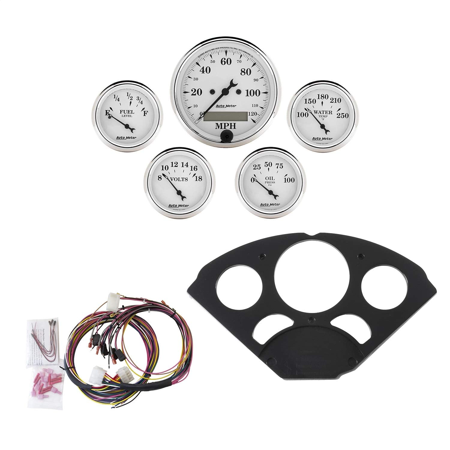 Gauge Kit AutoMeter 7055-OTW, 5 Pc, Chevy 55-56, Mph/Fuel/Oilp/Wtmp/Bat, OTW