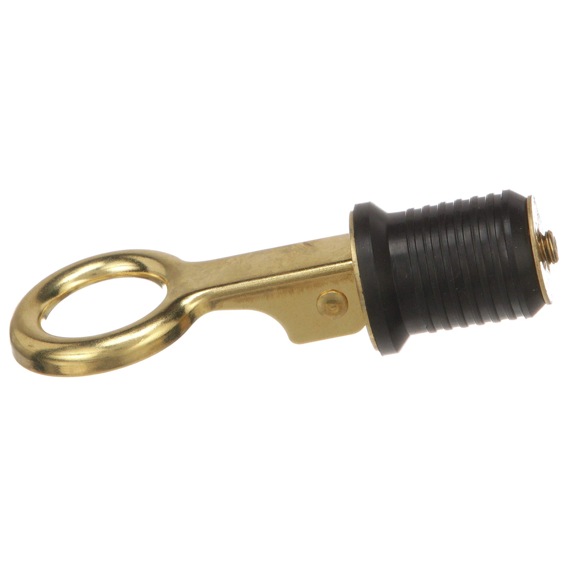Attwood Snap-Handle 7524A7 Drain Plug, For 1-Inch-Diameter Drains, Locks in Place, Brass Handle, Rubber Plug