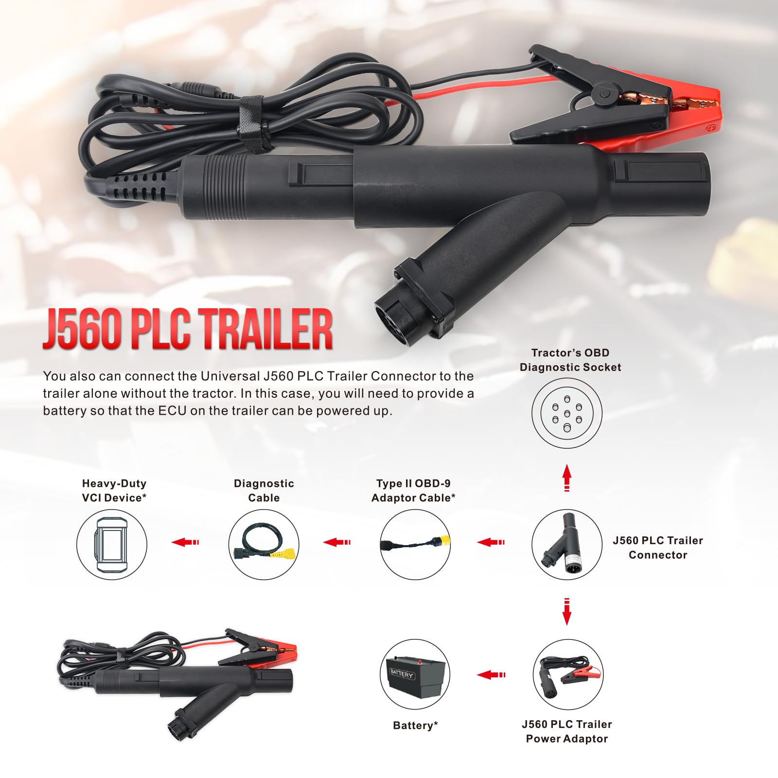 LAUNCH J560 PLC Connector 7+9 Pin HD Trailer, Compatible with LAUNCH X-431 Scan Tools