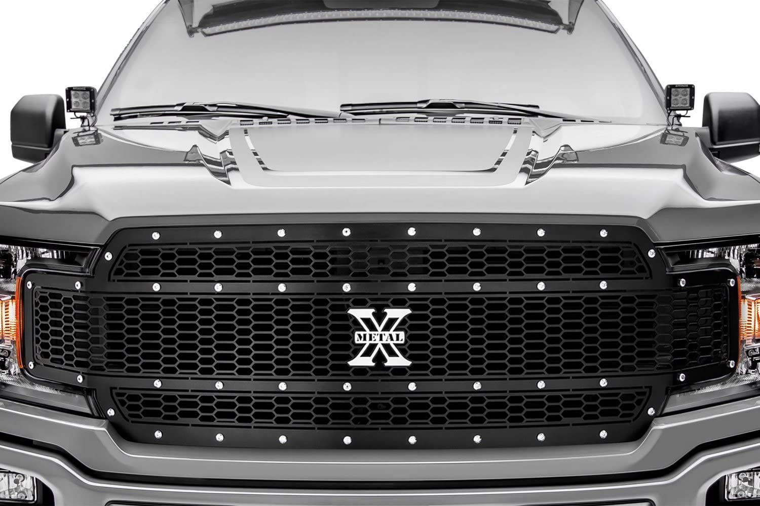 Laser X Grille 2018-2020 F-150, Black, 1 Pc, Replacement, Chrome Studs, Does Not Fit Vehicles with Camera - PN #7715841
