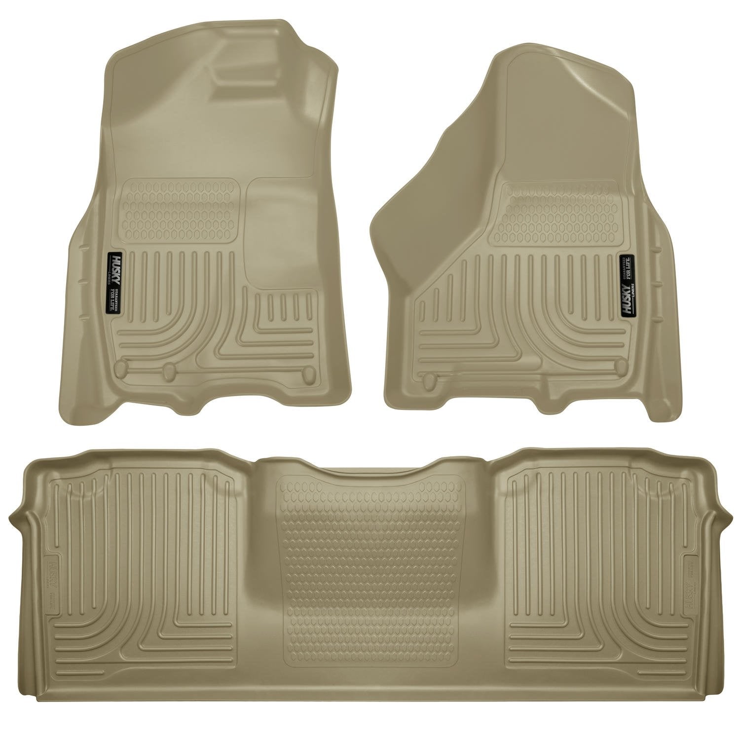 Weatherbeater Husky Liners Floor Mats | Fits 2010-2018 Dodge Ram 2500/3500 MEGA CAB ONLY | Front & 2nd Row, 3-pc Tan - 99043