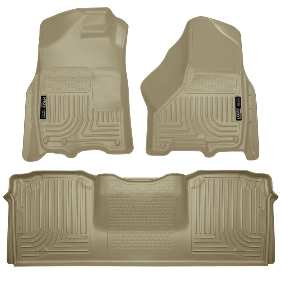 Weatherbeater Husky Liners Floor Mats | Fits 2010-2018 Dodge Ram 2500/3500 MEGA CAB ONLY | Front & 2nd Row, 3-pc Tan - 99043