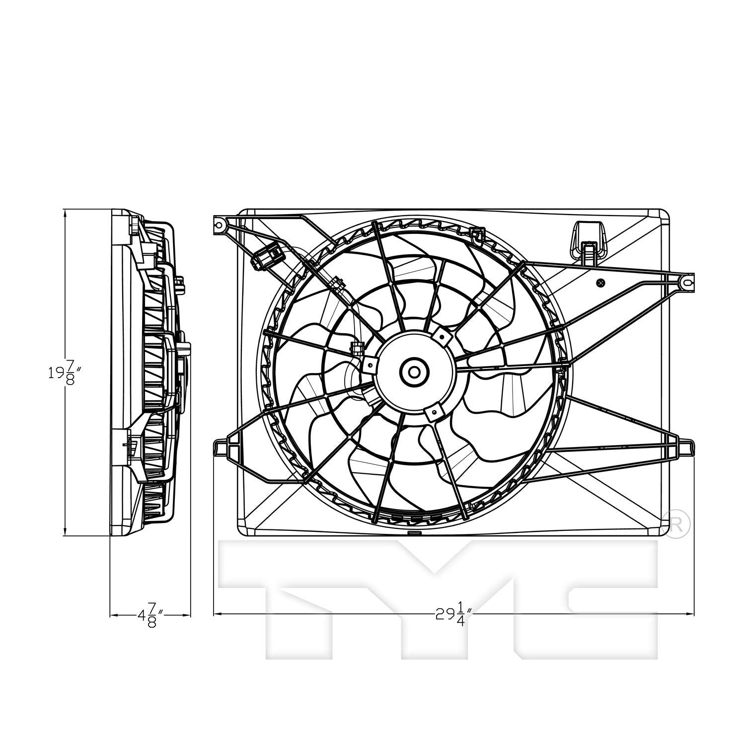 Replacement TYC 623920 Cooling Fan Assembly for KIA SORENTO