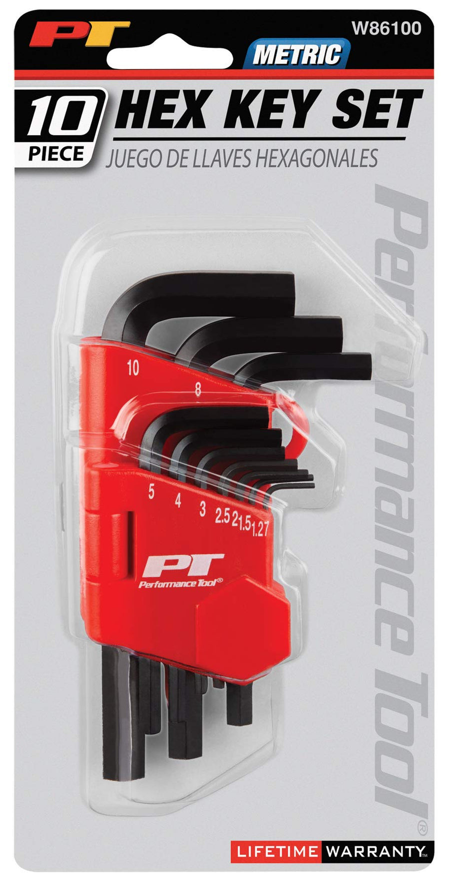 10-Piece Metric Hex Key Set Performance Tool W86100 With Handy Organizer
