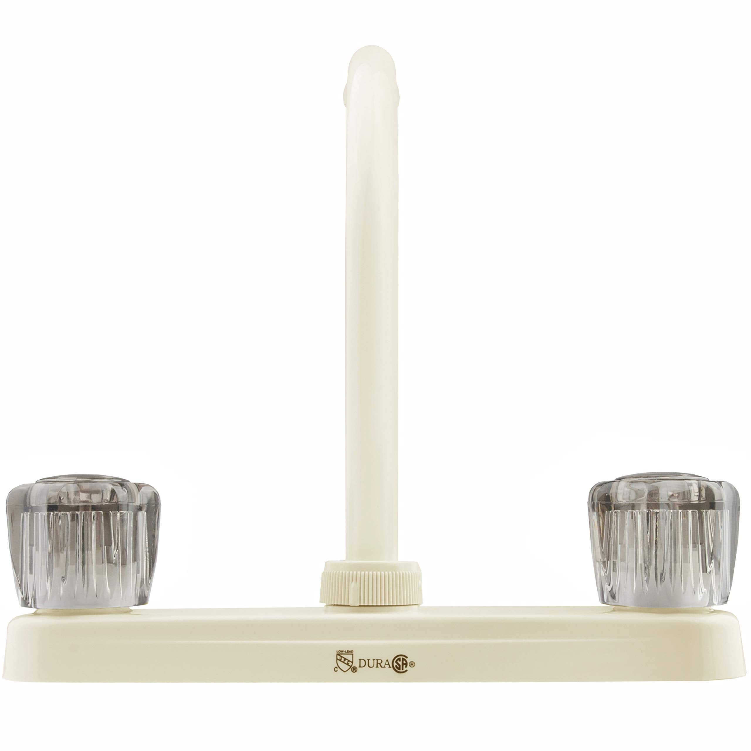 Dura Faucet Hi-Rise DF-PK210S-BQ Kitchen Sink Faucet with Smoked Acrylic Knobs (Bisque Parchment)