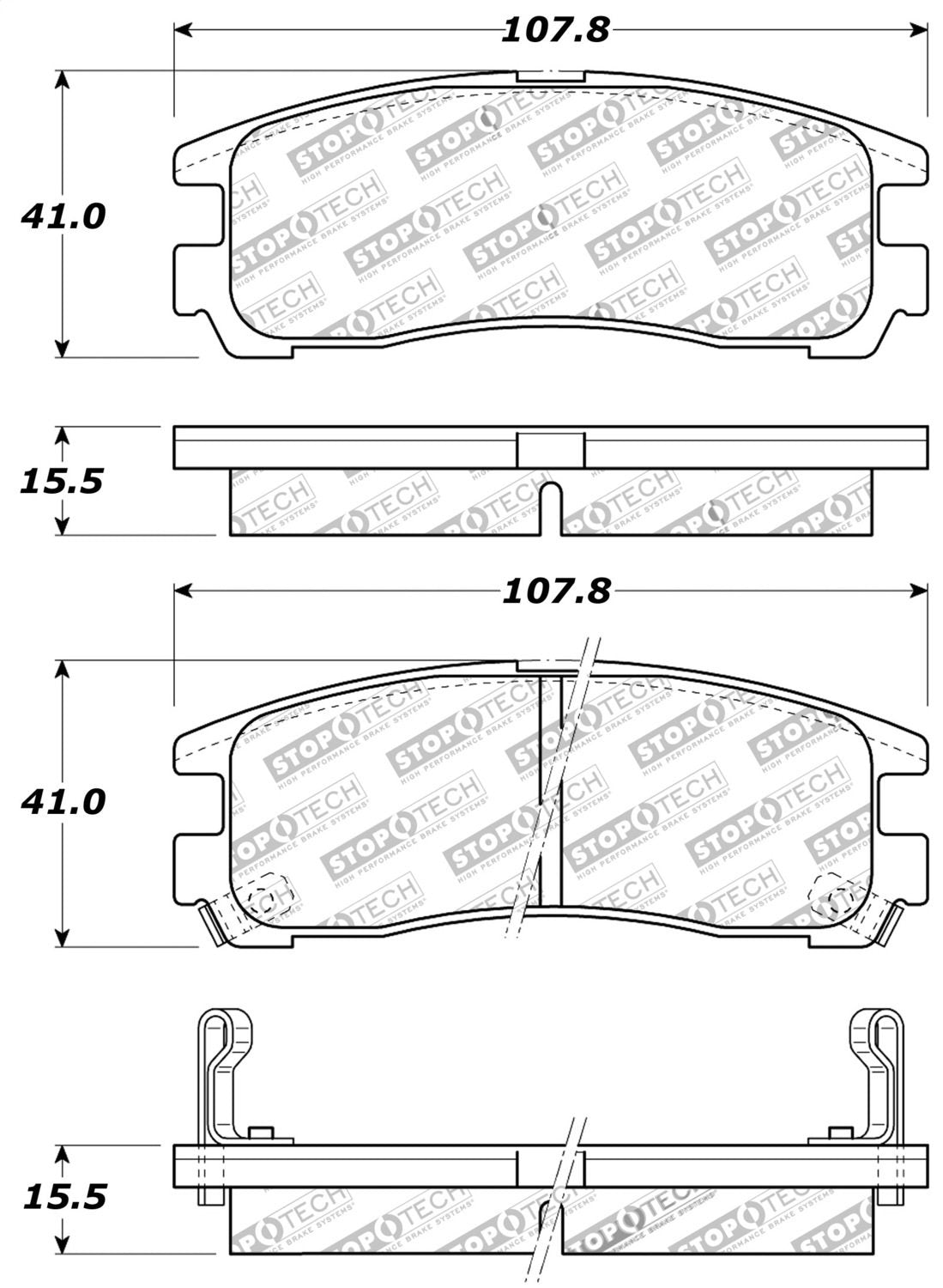Sport Brake Pads StopTech 309.03830 with Shims and Hardware