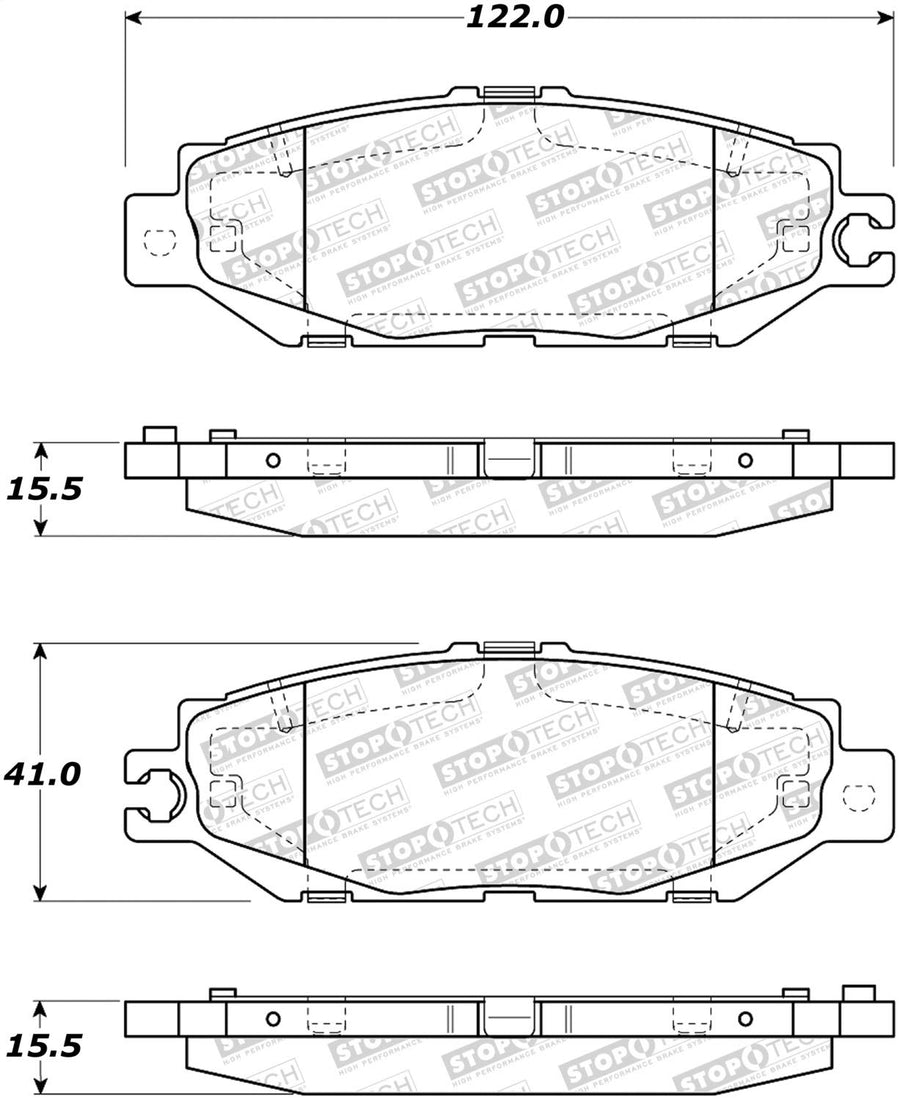 Rear StopTech 308.06130 Brake Pads with Shims and Hardware Street