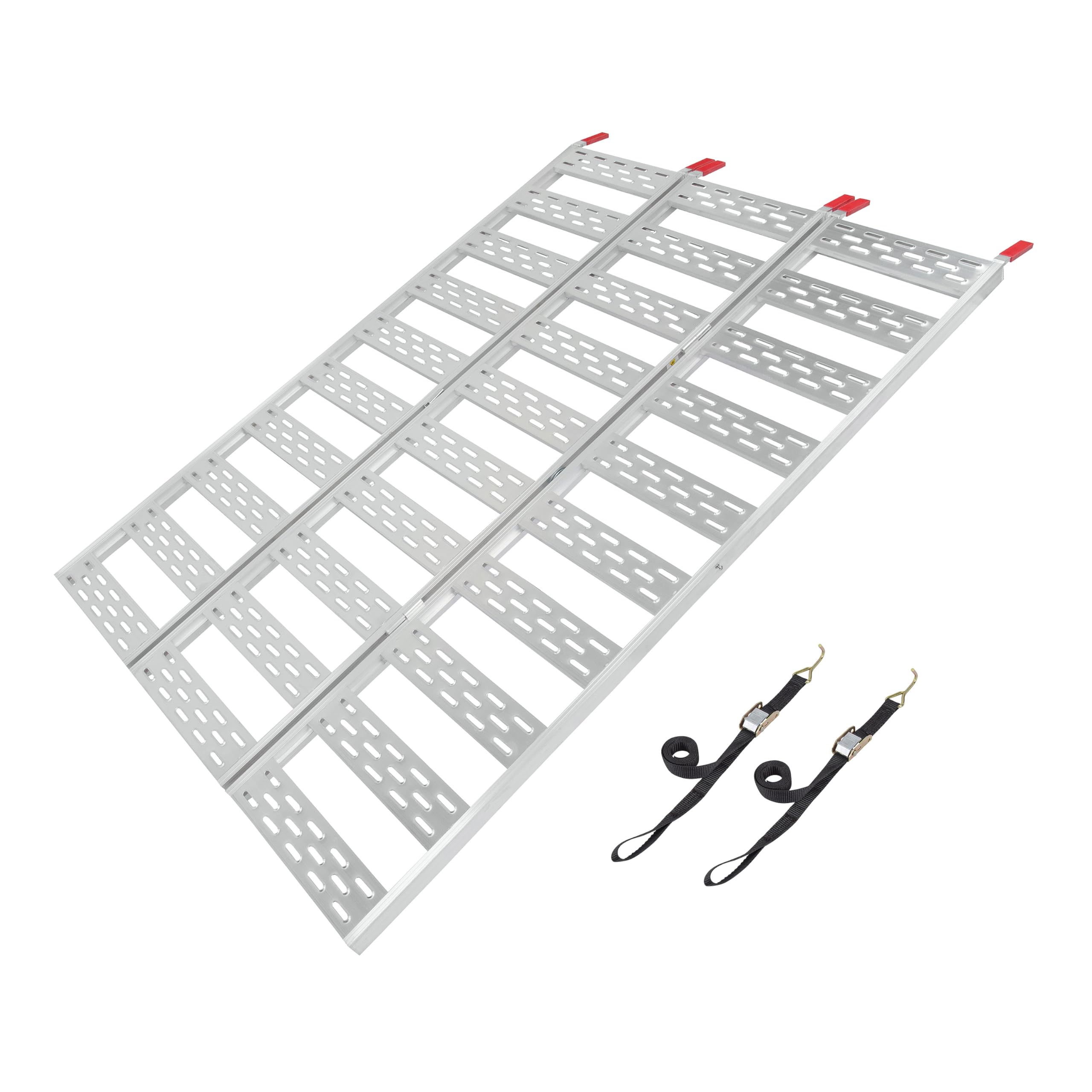 Tri-Fold CargoSmart Aluminum Ramp with Treads, 1 Pack — 1,500lb Capacity/500lb per Section, 50” W x 76” L — Safely and Easily Load or Unload Push Mowers, Garden Tillers, ATVs and More