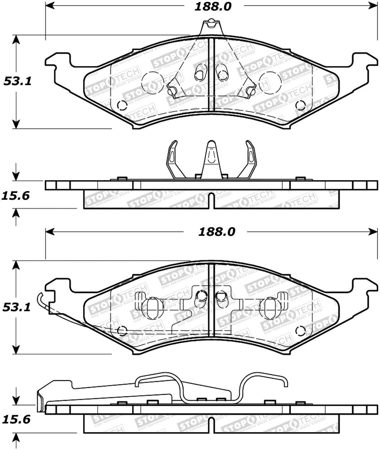 Front StopTech 308.04210 Brake Pads with Shims Street
