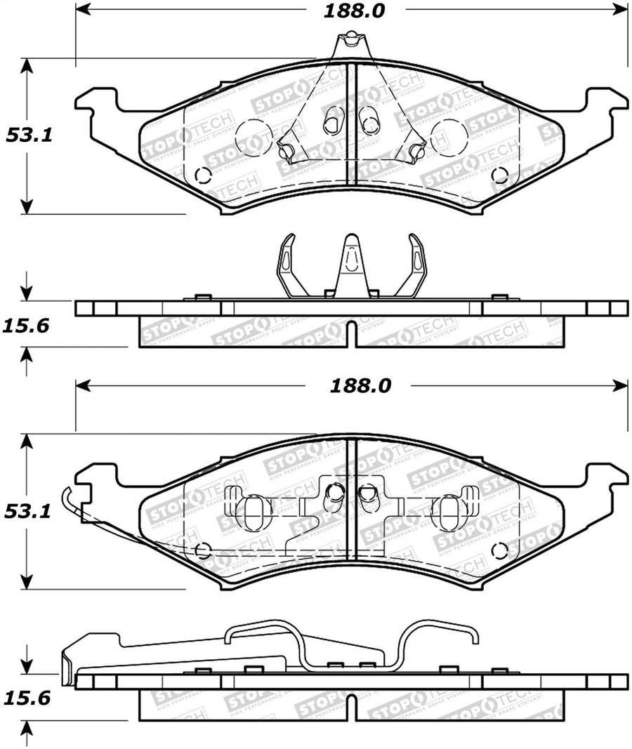 Front StopTech 308.04210 Brake Pads with Shims Street