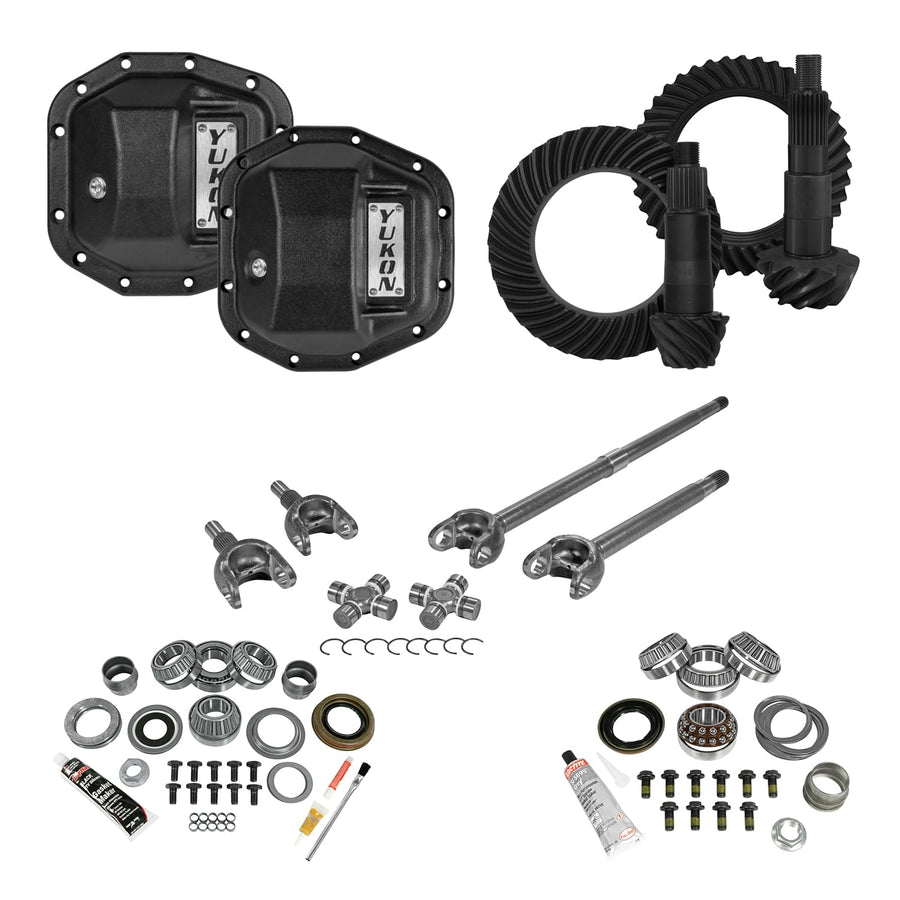 Stage 3 Yukon Re-Gear Kit w/Diff Covers for Dana 30/44, 4340 Chromoly Fr Axles, 4.88 Ratio, 24/28 Spline, Compatible with Jeep JL Non-Rubicon, YGK079STG3