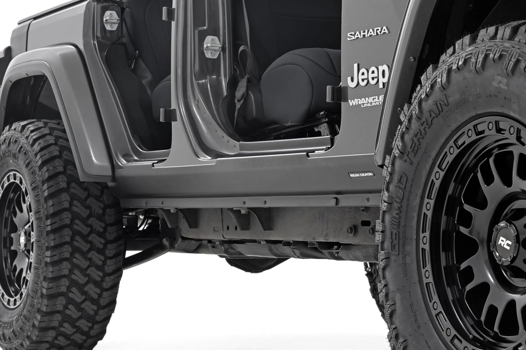 Rough Country Sill Plates Rocker for Jeep Wrangler Unlimited (2018-2025) - Trail Cladding Durable Side Protection, Scratch & Impact Resistant, Easy Install