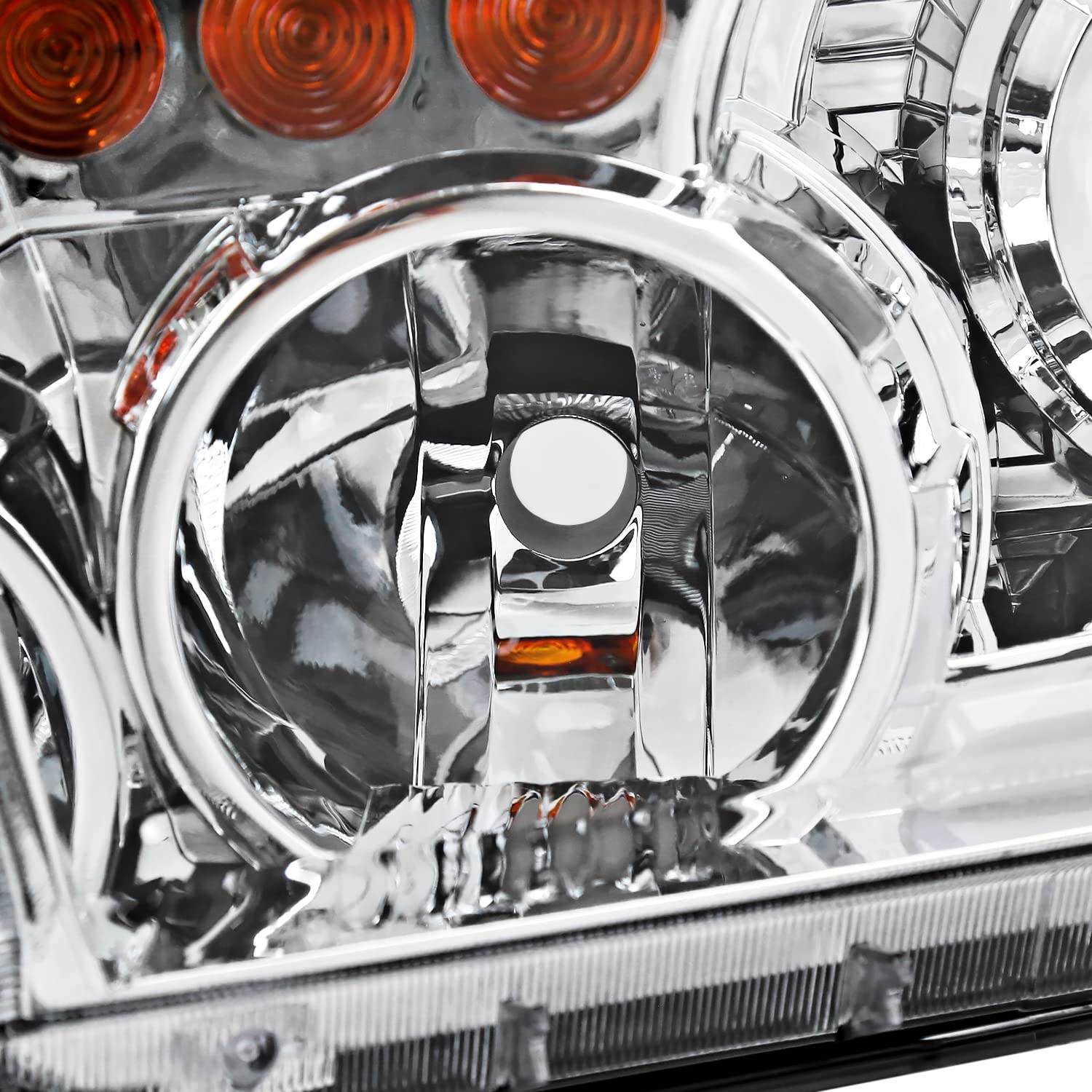 Chrome Projector Headlights w/LED Tube SPEC-D TUNING Compatible with 2007-2013 Toyota Tundra, Left + Right Pair Headlamp Assembly