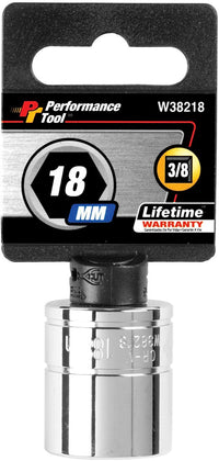 6-Point Socket Performance Tool W38218, 3/8-Inch Drive, 18mm