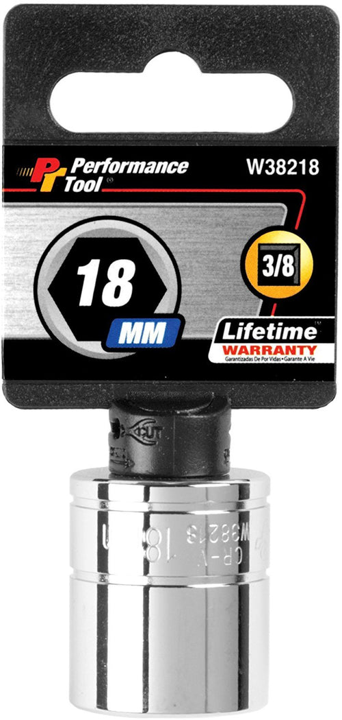 6-Point Socket Performance Tool W38218, 3/8-Inch Drive, 18mm