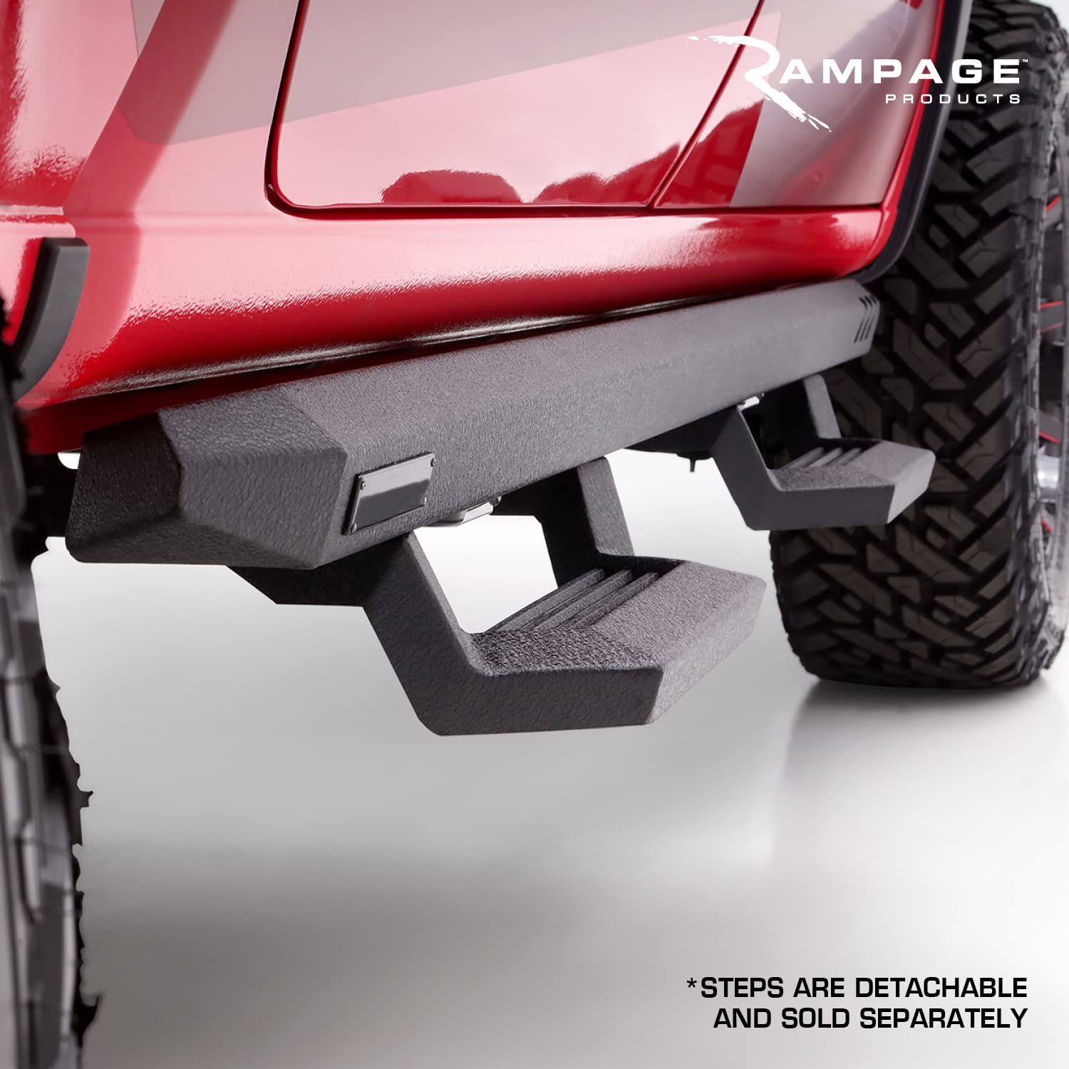 Rock Rail RAMPAGE PRODUCTS Nerf Bars for Jeep Gladiator JT | Pair, Steps Sold Separately, Steel, Black | 26410035 | Fits 2020-2025 Jeep Gladiator JT