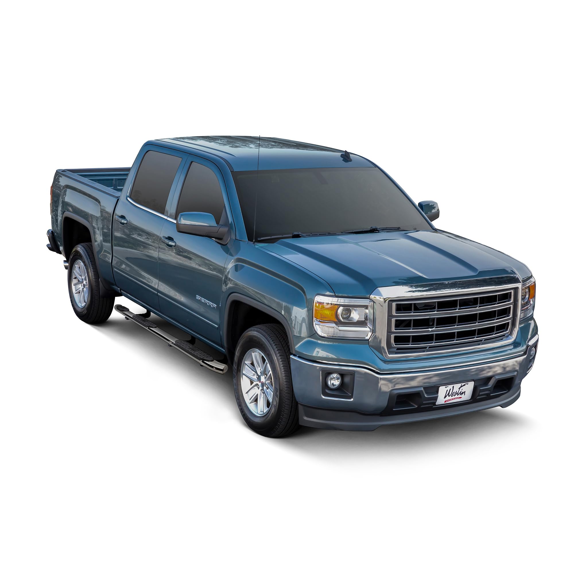 PRO TRAXX 5 Westin Oval Wheel to Wheel Nerf Bars fits 2007-2018 Silverado Sierra 1500 Crew Cab 5'5" Bed (Exc 2007 Classic) Stainless Steel Pair