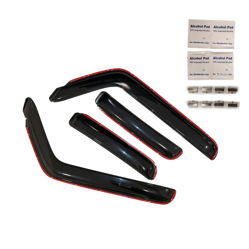 Off Road Black Horse [BHOR in Channel Rain Guards/Wind Deflectors Compatible with 2015-2022 Chevrolet Colorado|2015-2022 GMC Canyon Smoke 4 PCs - 1494995IN