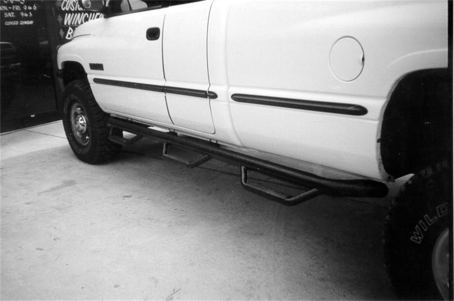 N-Fab Steps Nerf | Gloss Black, Wheel-to-Wheel w/ Bed Access | D97100QC-6 | Fits 1994-2001 Dodge RAM 1500 / 2500 / 3500 Quad Cab 4 Door 8' Long Bed, SRW / DRW Gas / Diesel