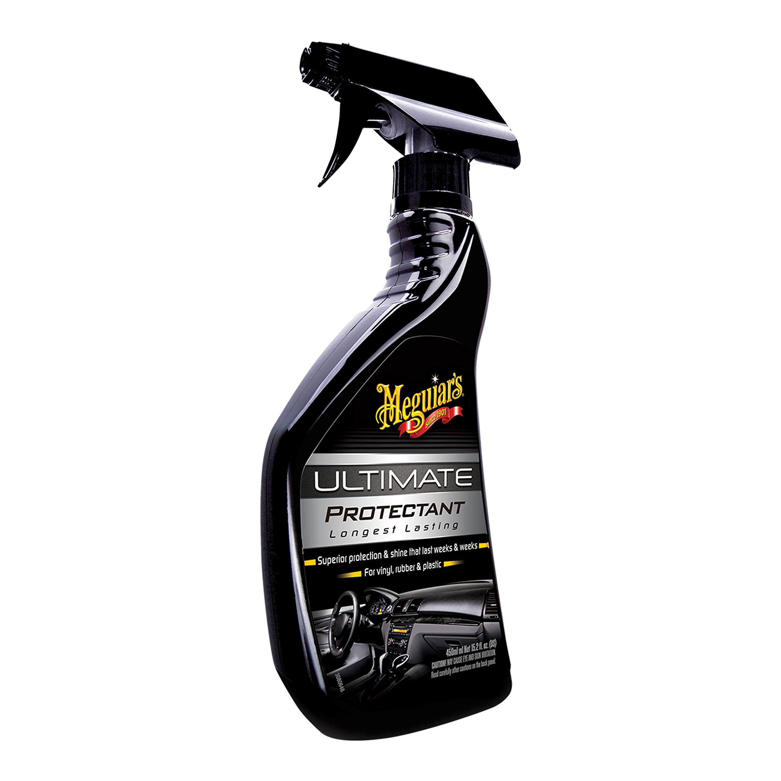 Ultimate Protectant Meguiar's, Exterior & Car Interior Protectant with UV Clear Coat Technology, Non-Greasy Formula for Shining and Protecting Vinyl, Rubber, and Plastic, 15.2 Oz Spray Bottle