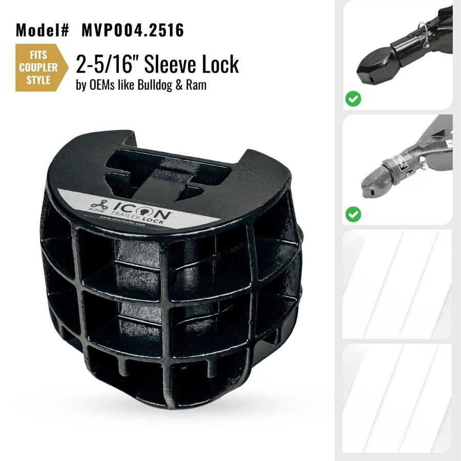 Altor Trailer Lock ICON for 2-5/16 inch couplers | Secures high Value Utility Trailers/Travel Trailers/RV/Boat/Toy Haulers