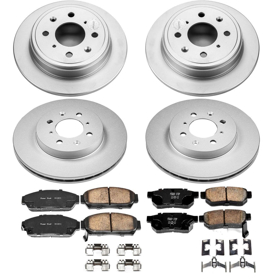 Power Stop CRK693 Z17 Evolution Geomet Coated Brake Kit Front & Rear For Acura Integra 1994-2001, Honda Civic 1993-1995 [Model Specific]