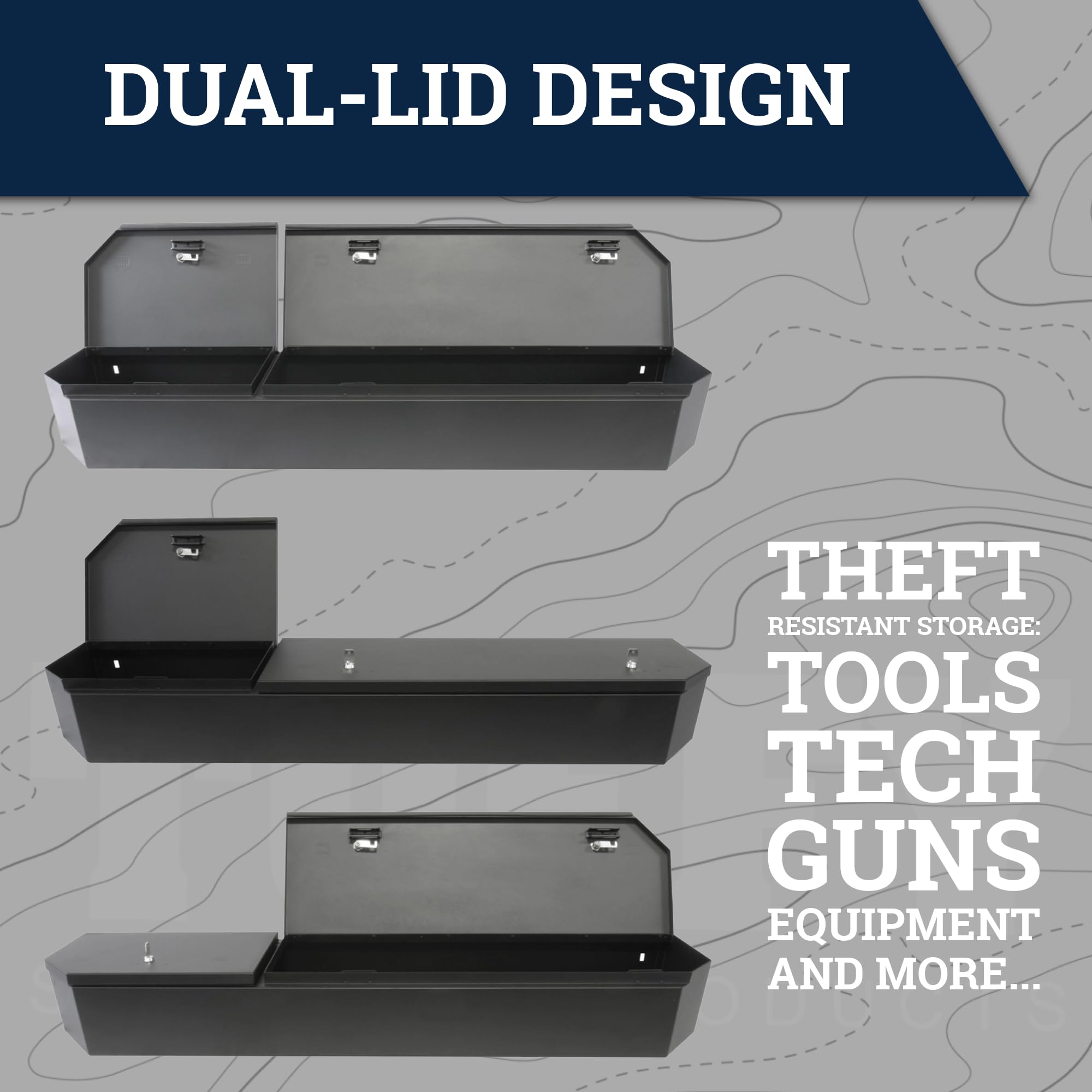Tuffy Under-Seat Full-Width Lockbox for Ford F-150, F-250, and F-350 SuperCrew (2015–2025), Heavy-Duty Steel Rear Seat Security Safe with Pry-Guard Lock, Weather-Resistant, Quick No-Drill Install