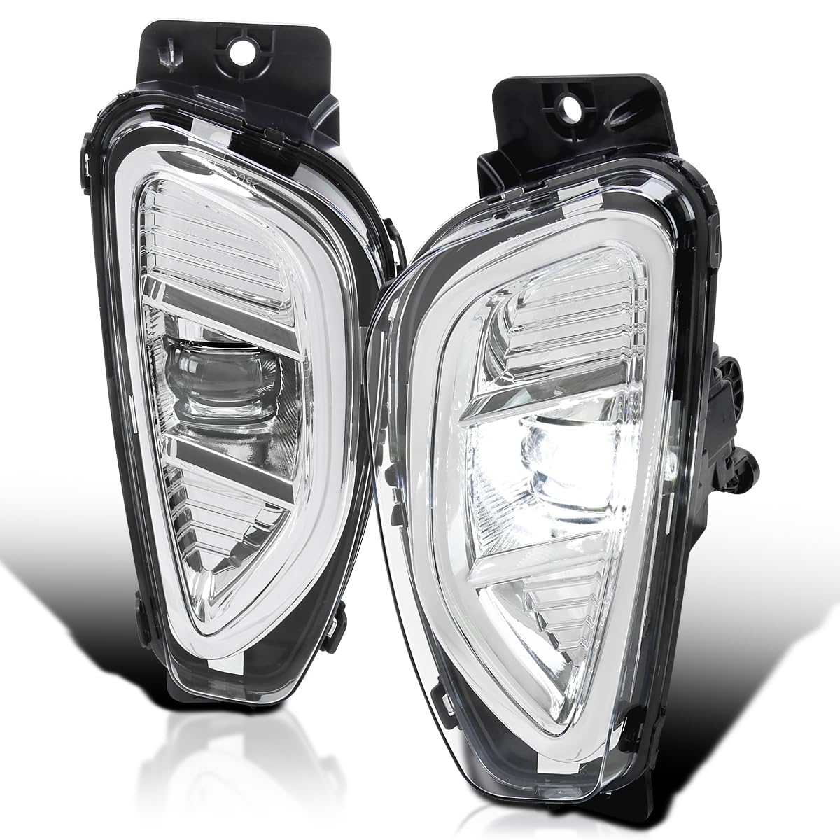 Chrome LED Fog Lights Spec-D Tuning + Switch Compatible with 2020-2022 Ford Escape, Left + Right Pair Assembly